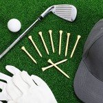 Mudder 2000 Pcs Bamboo Golf Tees Bulk Professional Golf Tees Reduce Friction Side Spin for Club Men Women Kids Accessories(2-3/4 Inch,Natural Wood Color)