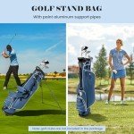 Tangkula Golf Stand Bag Lightweight Organized Golf Bag Easy Carry Shoulder Bag with 4 Way Dividers and 4 Pockets for Extra Storage Sunday Golf Bag, Blue