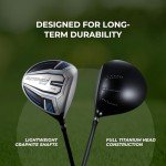Speed Titanium Driver Golf Club, 10°, 11.5°, 12.5° Loft (Right-Handed), Ultra Lightweight Graphite Shaft, Oversized Sweet Spot, Aerodynamic Design, USGA Conforming Mens Golf Driver + Deluxe Headcover