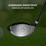 Speed Titanium Driver Golf Club, 10°, 11.5°, 12.5° Loft (Right-Handed), Ultra Lightweight Graphite Shaft, Oversized Sweet Spot, Aerodynamic Design, USGA Conforming Mens Golf Driver + Deluxe Headcover