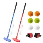 Shu-Ran Mini Golf Clubs, 2 Pack Mini Golf Putter and Balls for Men and Women with 2 Golf Training Aid and 6 Foam Golf Balls, Adjustable Length Golf Putter Set Suitable for Child, Teenagers and Adults