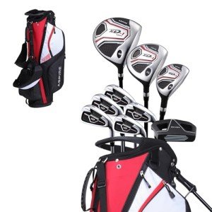 Aspire XD1 Men's Senior All Graphite Complete Golf Clubs Package Set Includes Titanium Driver, S.S. Fairway, S.S. Hybrid, S.S. 6-PW Irons, Putter, Stand Bag, 3 H/C's Right Hand