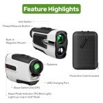 APTGRF Golf Rangefinder with Slope and Pin Flagpole Lock Vibration, 700 Yards Laser Range Finder, External Slope Switch, Golf Tournament Legal, Rechargeable Battery, Magnetic Stripe, 6X Magnification