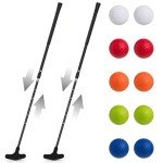 Lenwen 2 Pcs Golf Putter for Men Women Adjustable Length Two Way Putter Right or Left Handed Golfers Mini Golf Club with Practice Balls for Adults(Black)