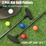 Lenwen 2 Pcs Golf Putter for Men Women Adjustable Length Two Way Putter Right or Left Handed Golfers Mini Golf Club with Practice Balls for Adults(Black)