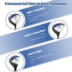 OFFICEJOY Golf Clubs Set, Complete Golf Clubs Set w/Golf Stand Bag, 460cc Alloy Driver, 3# Fairway Wood, 4# Hybrid, 6#, 7#, 8#, 9# & P# Irons, Free Putter, Portable Golf Set for Men Women, Blue