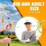 Go for It Golf Kids Putter with Extendable Shaft - Adjustable Size for Junior Golfers - Right Handed - Ideal Training Club for Children, Youth - Includes 3 Balls, Cup with Flag - Silver, 17"-35"