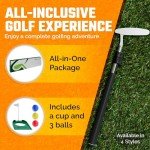 Go for It Golf Kids Putter with Extendable Shaft - Adjustable Size for Junior Golfers - Right Handed - Ideal Training Club for Children, Youth - Includes 3 Balls, Cup with Flag - Silver, 17"-35"