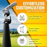 Go for It Golf Kids Putter with Extendable Shaft - Adjustable Size for Junior Golfers - Right Handed - Ideal Training Club for Children, Youth - Includes 3 Balls, Cup with Flag - Silver, 17"-35"