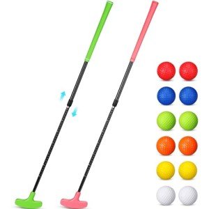 Leyndo 2 Pack Golf Putters for Men and Women With 12 Balls - Two Way Mini Adjustable Putter for Right or Left Handed Golfers - Golf Club Set for Kids Teenagers Adults