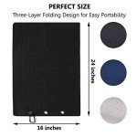 LUSTEMBER 3 Pack Large Golf Towels, 16" x 24" Tri-Fold Portable Microfiber Fabric Waffle Pattern Golf Towel for Golf Bag with Carabiner Clip to Quickly Remove Sand, Mud, Dirt and Sweat