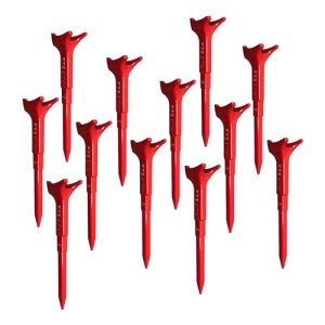 FIRE AWAY Premium Golf Tees, Reduced Ball Spin, Less Friction & Precision Height Markers for Perfect Trajectory, Made of Special Unbreakable Advanced Composite Blend (Red, Pack of 12)