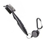 Aebor Golf Towels, Microfiber Waffle Pattern Tri-fold Golf Towel - Brush Tool Kit with Club Groove Cleaner, with Clip Men Women Golf Gifts (Black Towel+Black Brush)