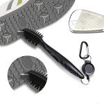 Aebor Golf Towels, Microfiber Waffle Pattern Tri-fold Golf Towel - Brush Tool Kit with Club Groove Cleaner, with Clip Men Women Golf Gifts (Black Towel+Black Brush)