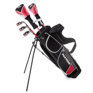 PGA Tour G1 Series Kids Red Golf Club Set with 6 Clubs, Stand Golf Bag & 10 Total Pcs | Golf Clubs and Sets for Heights 4'1" - 4'8" | Complete Golf Club Sets | Young Men & Women Golf Clubs Ages 5-8