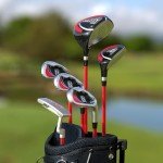 PGA Tour G1 Series Kids Red Golf Club Set with 6 Clubs, Stand Golf Bag & 10 Total Pcs | Golf Clubs and Sets for Heights 4'1" - 4'8" | Complete Golf Club Sets | Young Men & Women Golf Clubs Ages 5-8