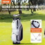 VEVOR Golf Cart Bag with 14 Way Organizer Divider Top, Premium Cart Bag with Stand, Durable Golf Bags with Handles & Dust Cover & Detachable Dual Strap for Men & Women (White, 10 Pockets)
