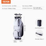 VEVOR Golf Cart Bag with 14 Way Organizer Divider Top, Premium Cart Bag with Stand, Durable Golf Bags with Handles & Dust Cover & Detachable Dual Strap for Men & Women (White, 10 Pockets)
