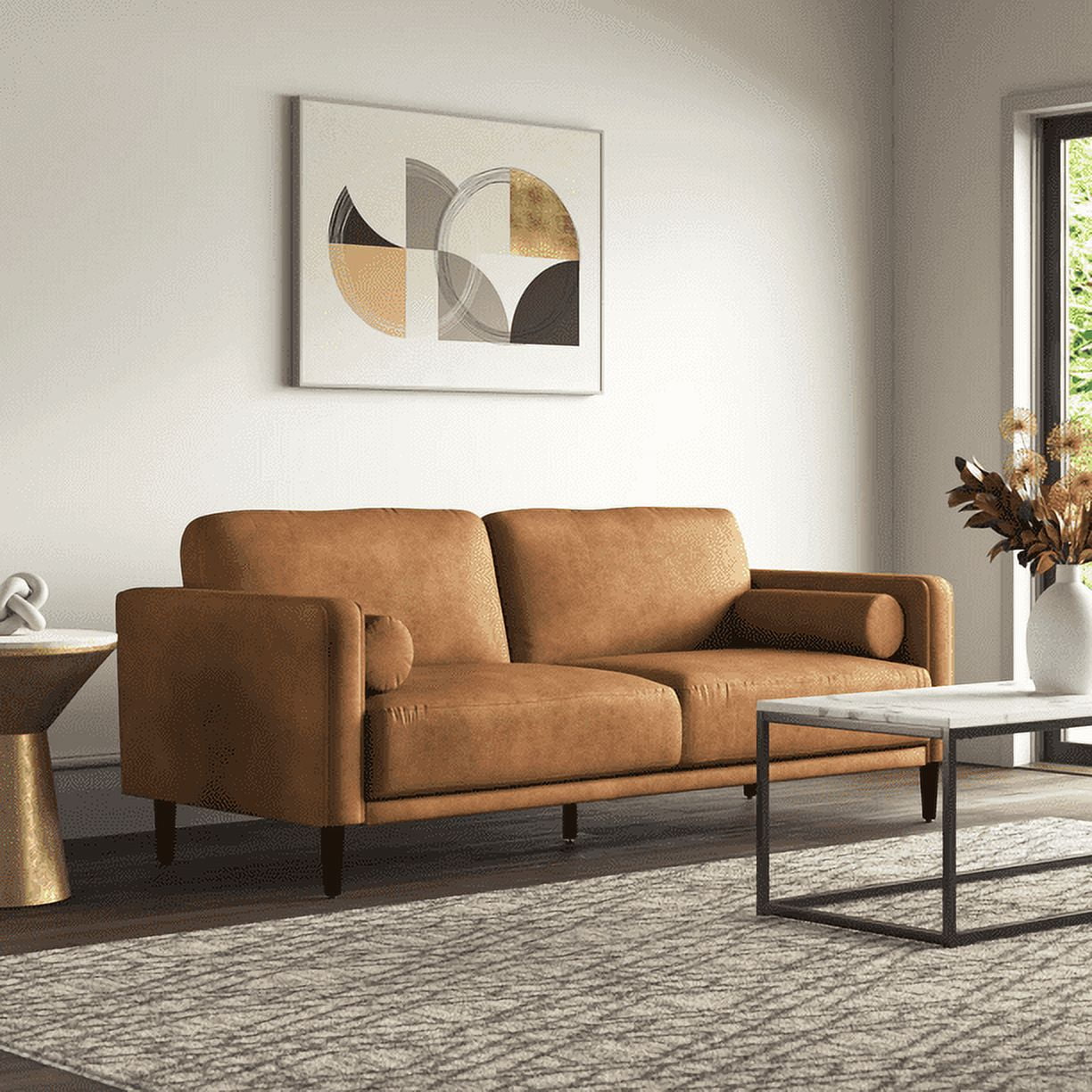 Homfa Modern 3-Seater Camel Sofa