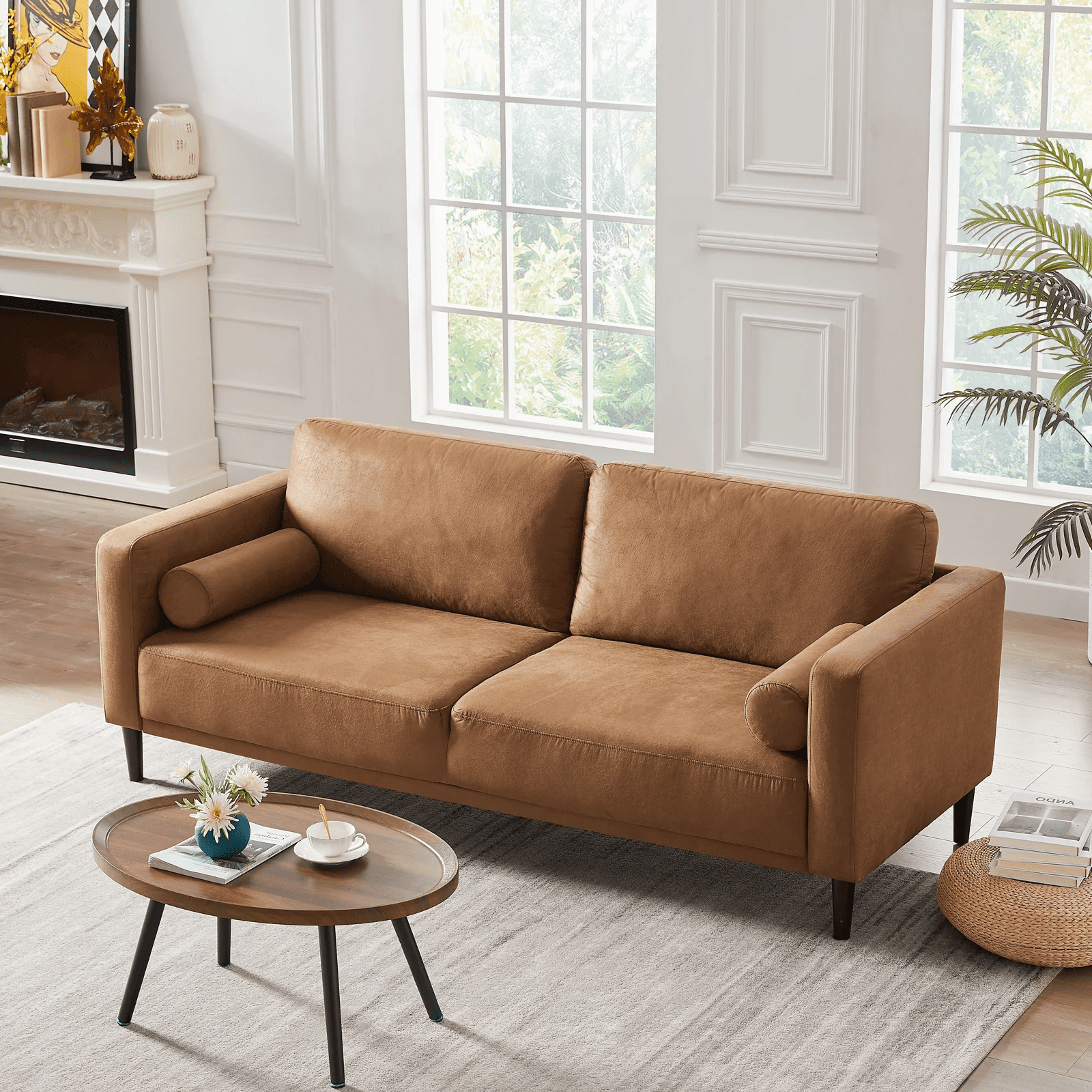 Homfa Modern 3-Seater Camel Sofa