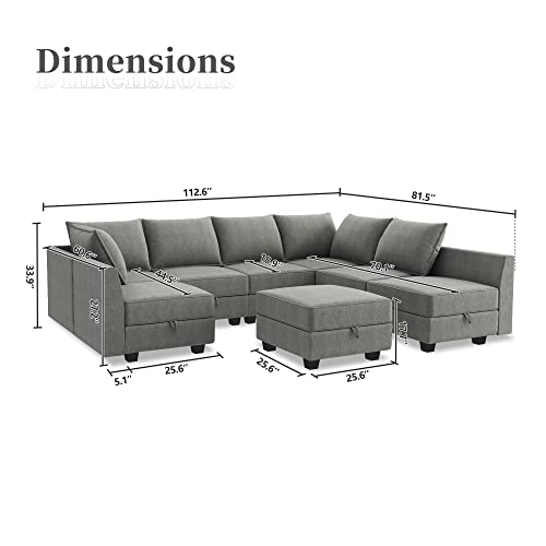 Reversible U-shaped Sectional with Ottoman & Storage