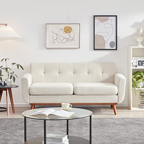 65" Mid-Century Modern Loveseat Couch Beige