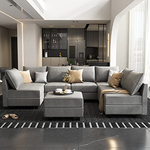 Reversible U-shaped Sectional with Ottoman & Storage