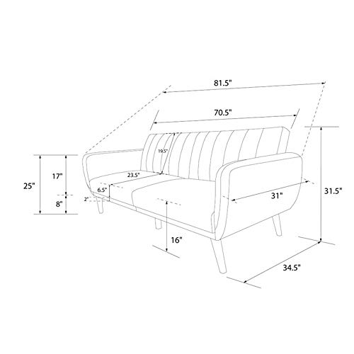 Blue Linen Sofa Bed with Wooden Legs
