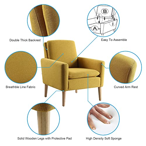 Modern Mustard Yellow Upholstered Accent Chair