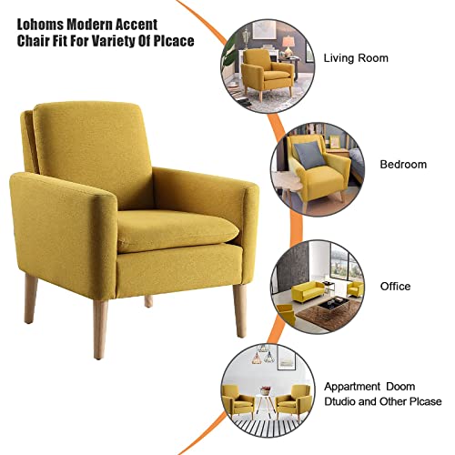 Modern Mustard Yellow Upholstered Accent Chair