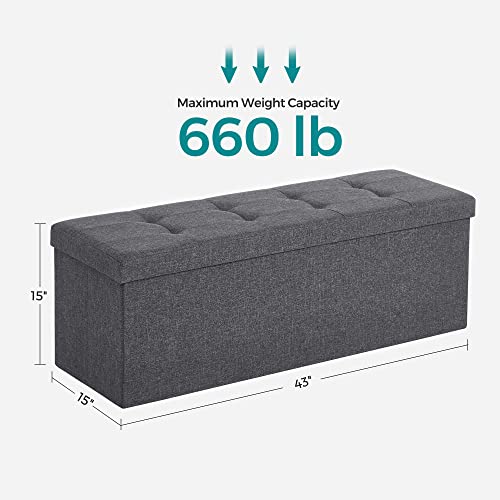 Foldable Storage Ottoman Bench - Dark Gray
