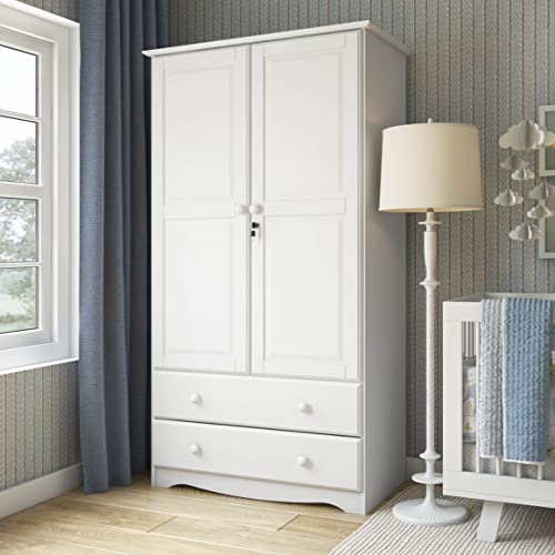 Solid wood wardrobe with lock and drawers