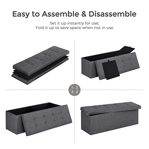 Foldable Storage Ottoman Bench - Dark Gray