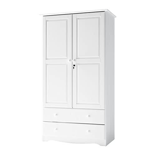 Solid wood wardrobe with lock and drawers