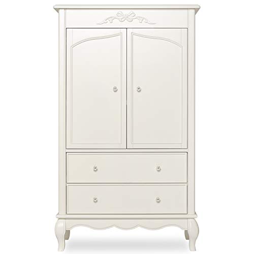 Evolur Aurora Armoire in Ivory Lace, Spacious Storage
