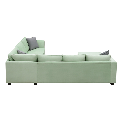 Green Modular Sectional Sofa with Ottoman, 7 Seats