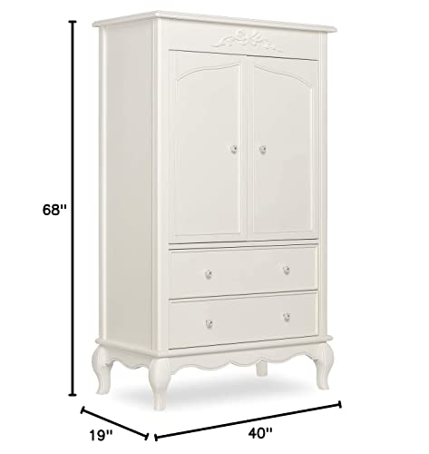 Evolur Aurora Armoire in Ivory Lace, Spacious Storage