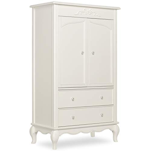 Evolur Aurora Armoire in Ivory Lace, Spacious Storage