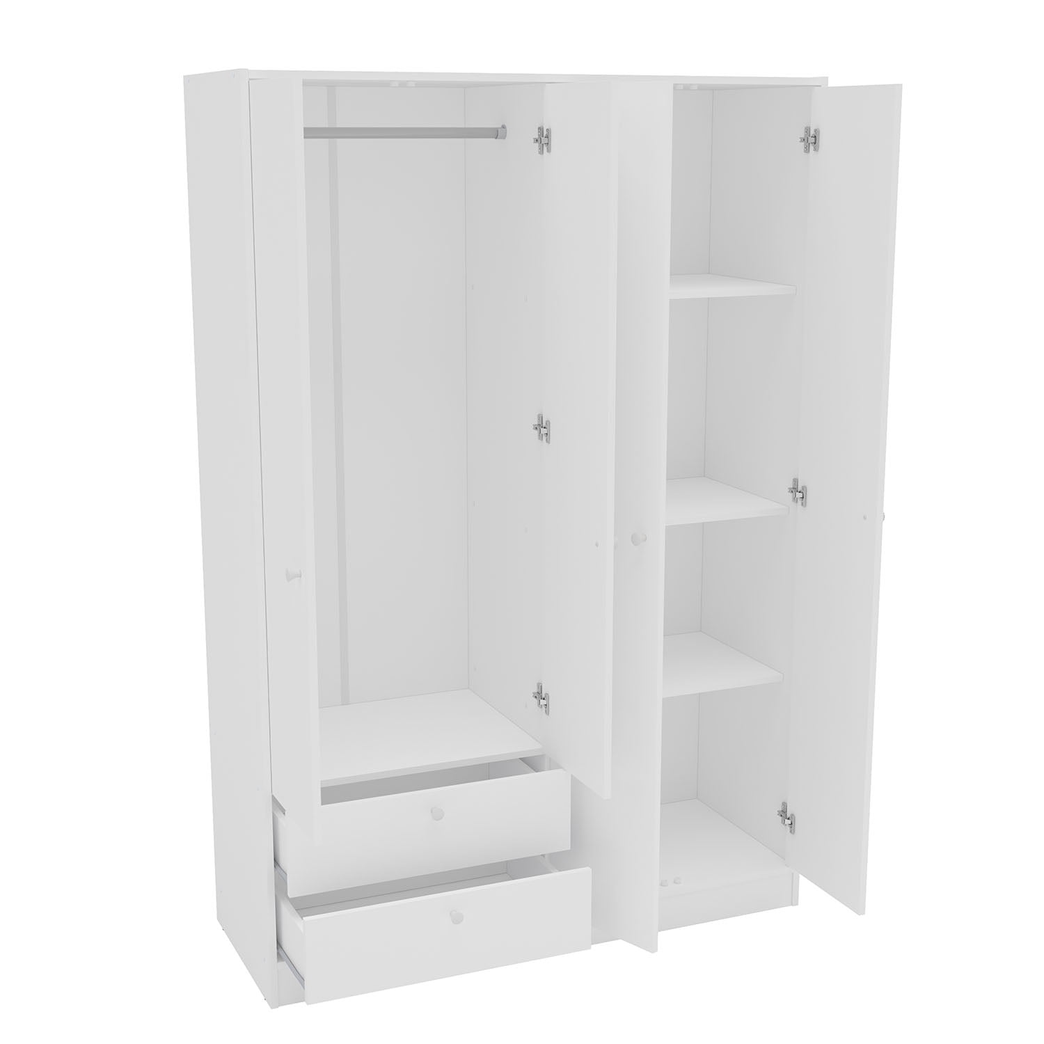Polifurniture Denmark 4 Door Bedroom Armoire with Drawers, White