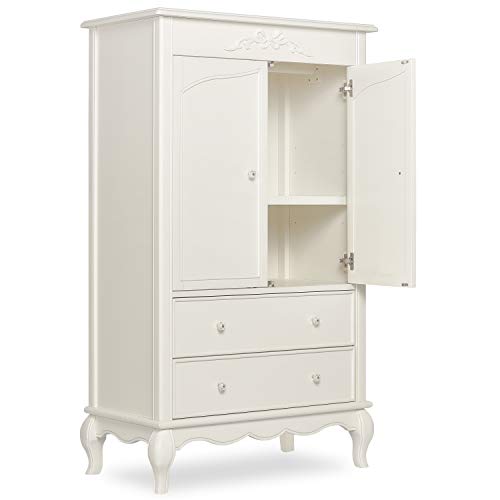 Evolur Aurora Armoire in Ivory Lace, Spacious Storage