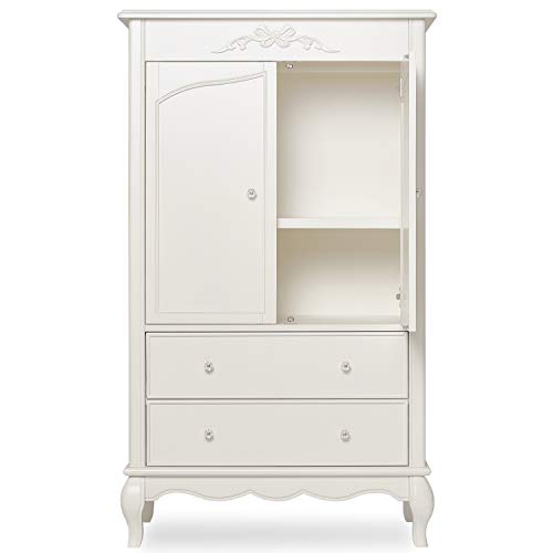 Evolur Aurora Armoire in Ivory Lace, Spacious Storage
