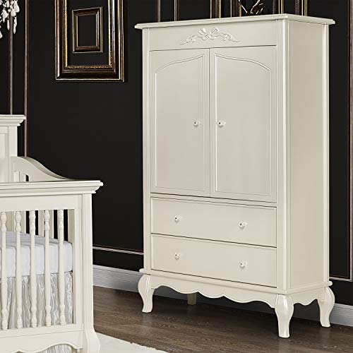 Evolur Aurora Armoire in Ivory Lace, Spacious Storage