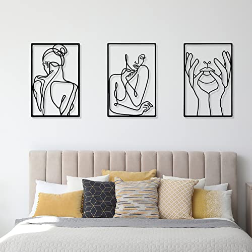 Minimalist 3-Piece Metal Women Wall Art Set