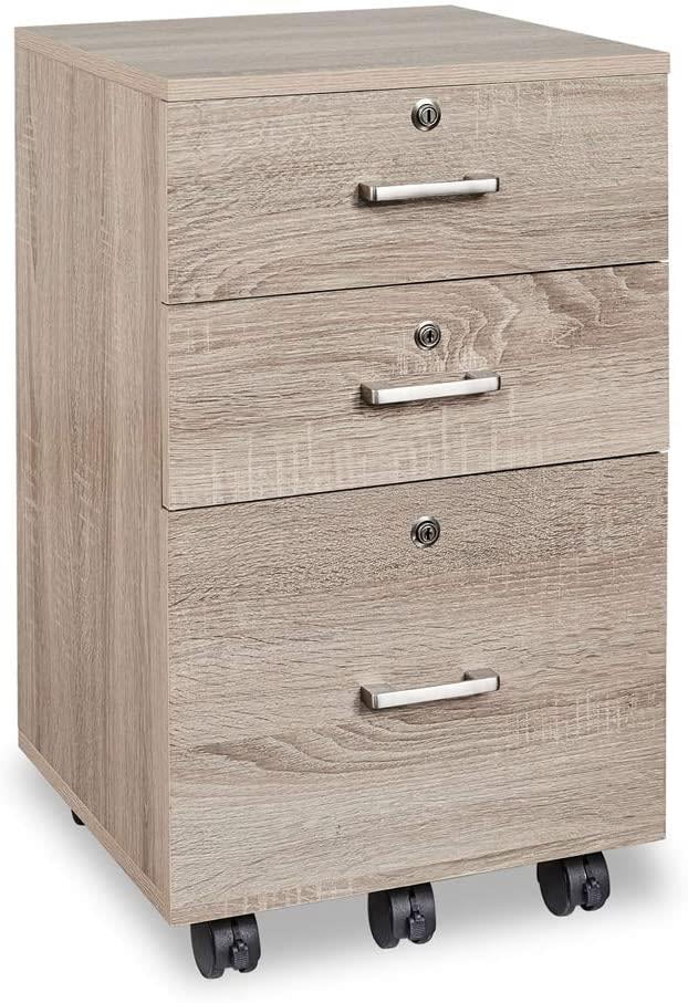 Portable Oak File Cabinet with Lock - Ktaxon