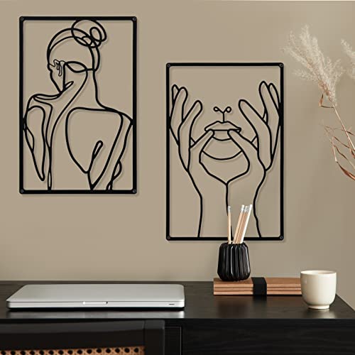 Minimalist 3-Piece Metal Women Wall Art Set