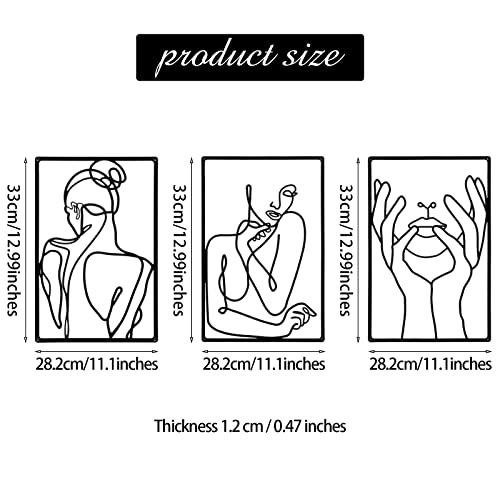Minimalist 3-Piece Metal Women Wall Art Set