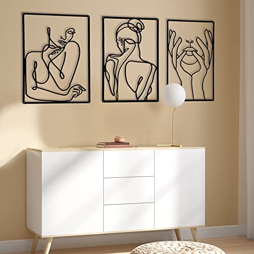Minimalist 3-Piece Metal Women Wall Art Set