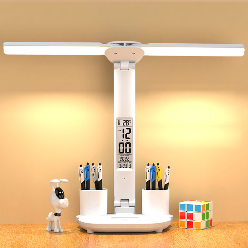 Dimmable LED Desk Lamp with Calendar & Temperature