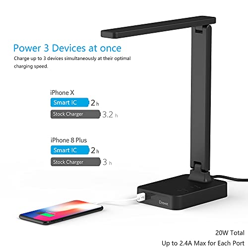 LED Desk Lamp with USB and AC Outlets
