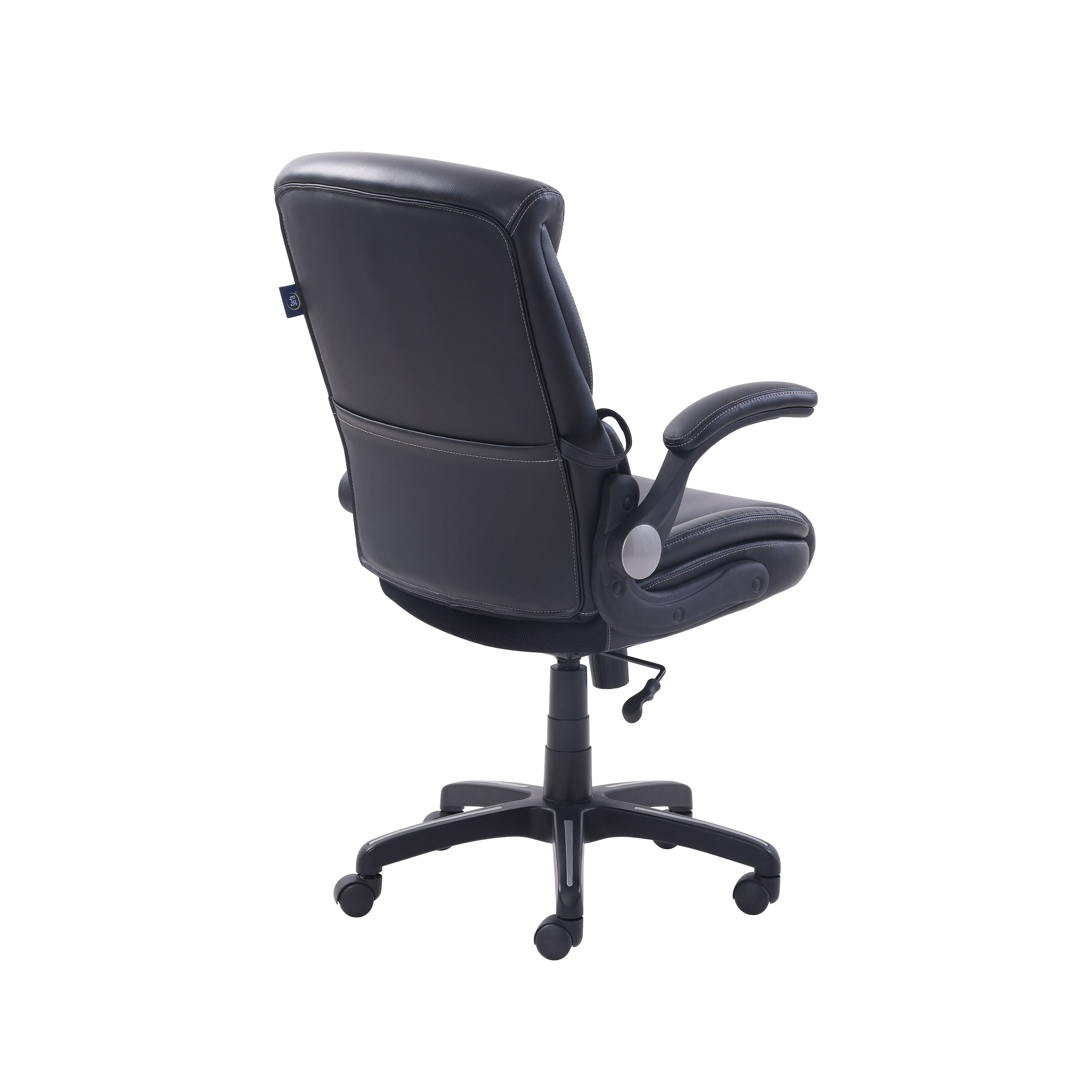 Black Bonded Leather Serta Office Chair with Lumbar Support